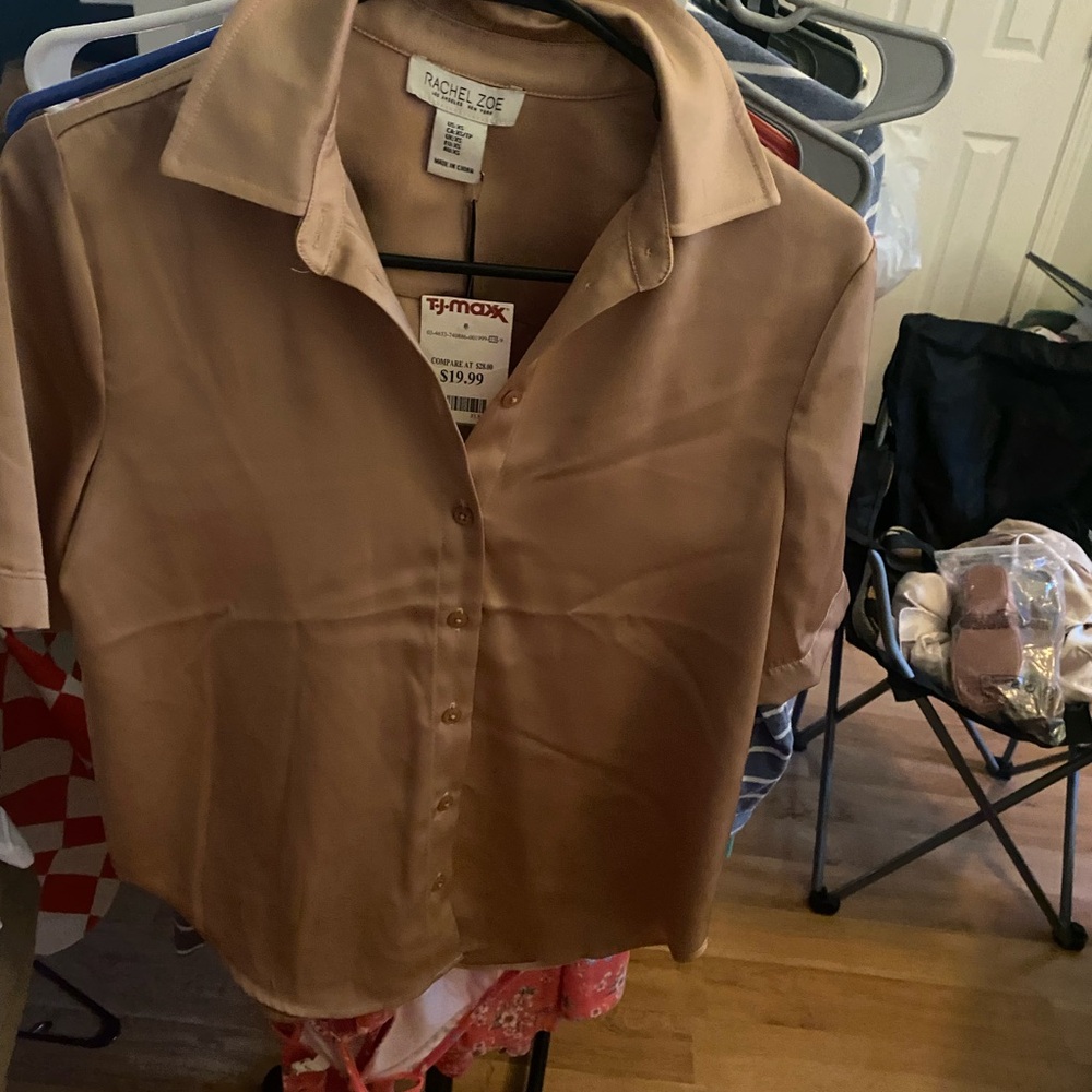 Rachel Zoe Tan Button-Up Shirt